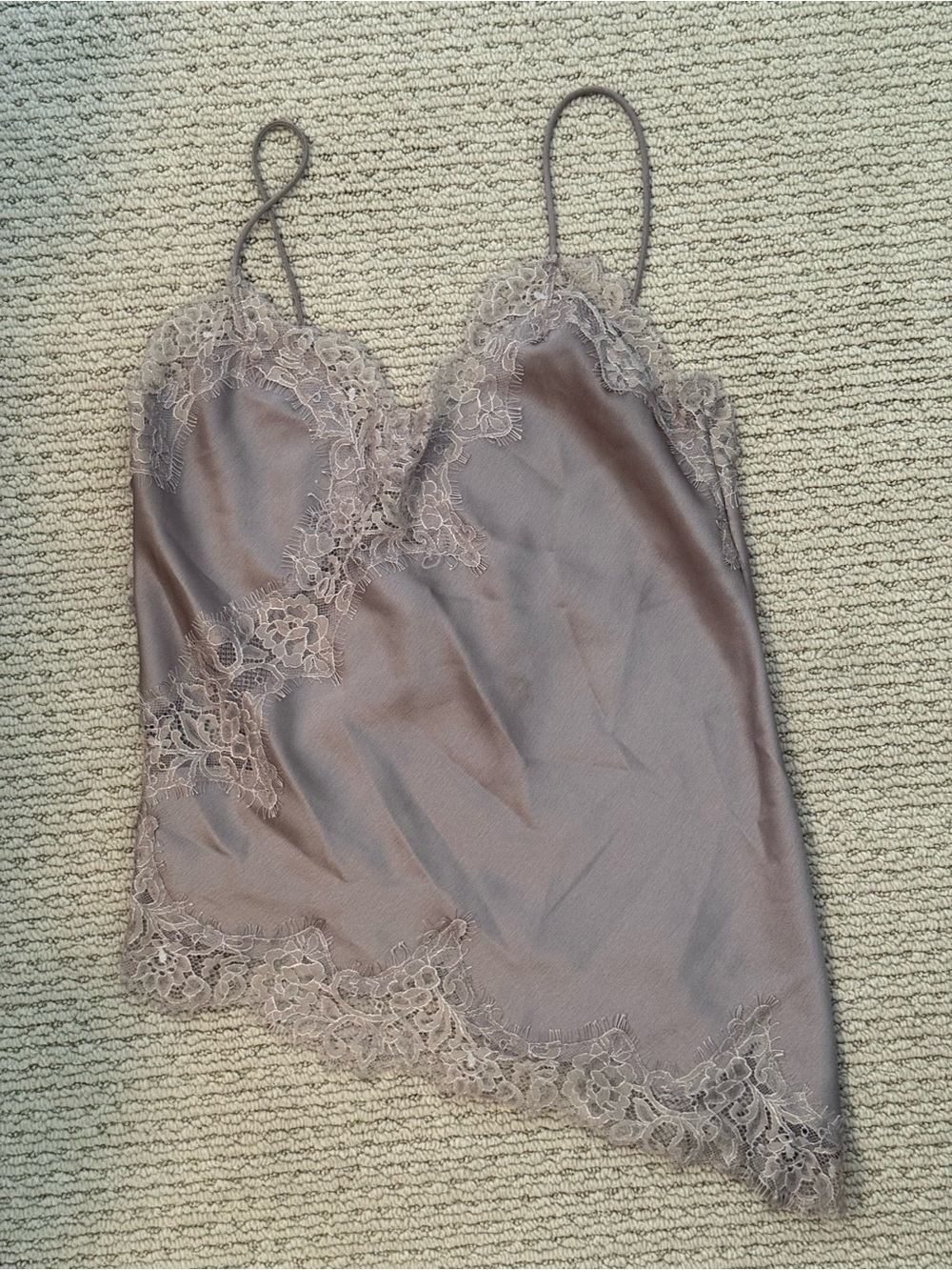 Zara Lace-Trim Satin Cami in Dusty Taupe